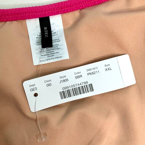 NWT J. Crew Pink Rickrack One Shoulder Bikini Top Size XXL - Picture 4 of 5